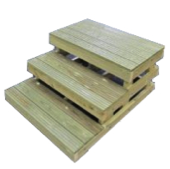 Houten opstap met 3 treden - H 60 cm B 90 cm